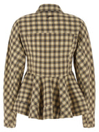 Ganni Check Flannel Peplum Shirt