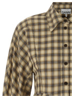 Ganni Check Flannel Peplum Shirt
