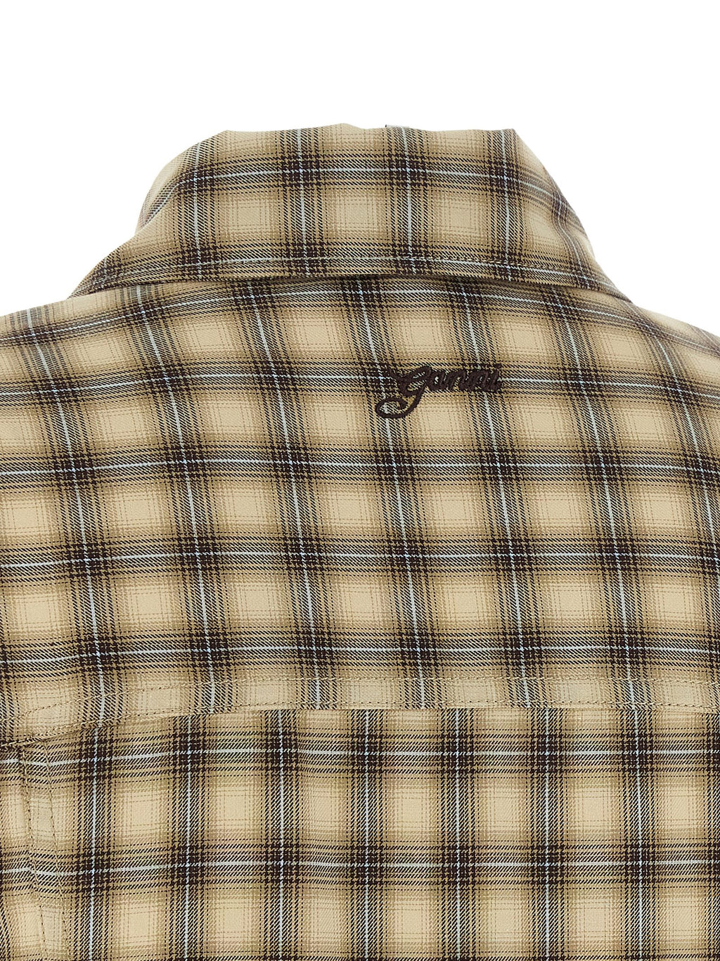 Ganni Check Flannel Peplum Shirt