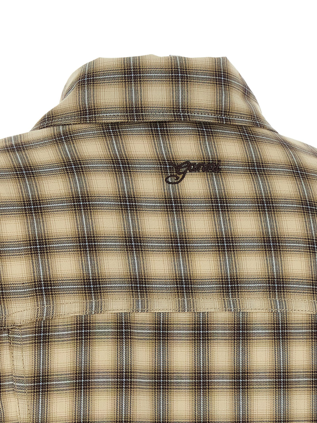 Ganni Check Flannel Peplum Shirt