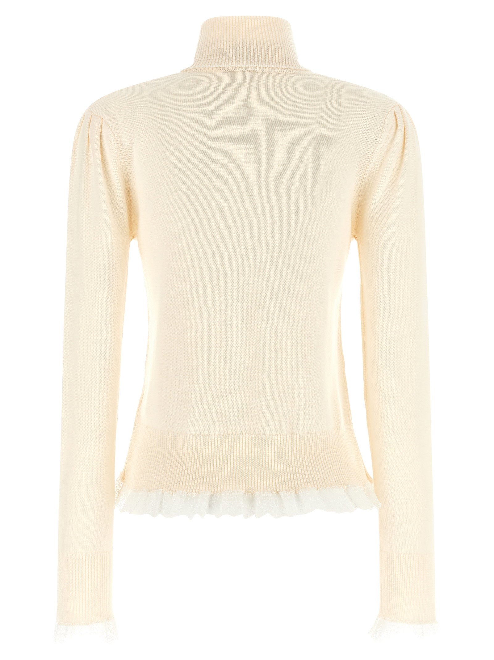 Ganni Turtleneck Sweater With Lace Trim