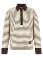 Ganni Striped Cotton Polo Shirt