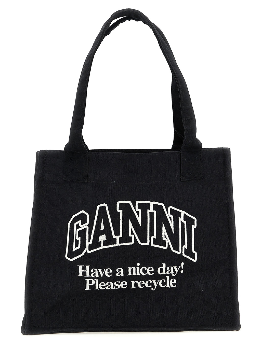 حقيبة تسوق Ganni Large Easy Shopper بشعار متباين
