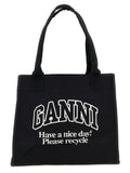 حقيبة تسوق Ganni Large Easy Shopper بشعار متباين