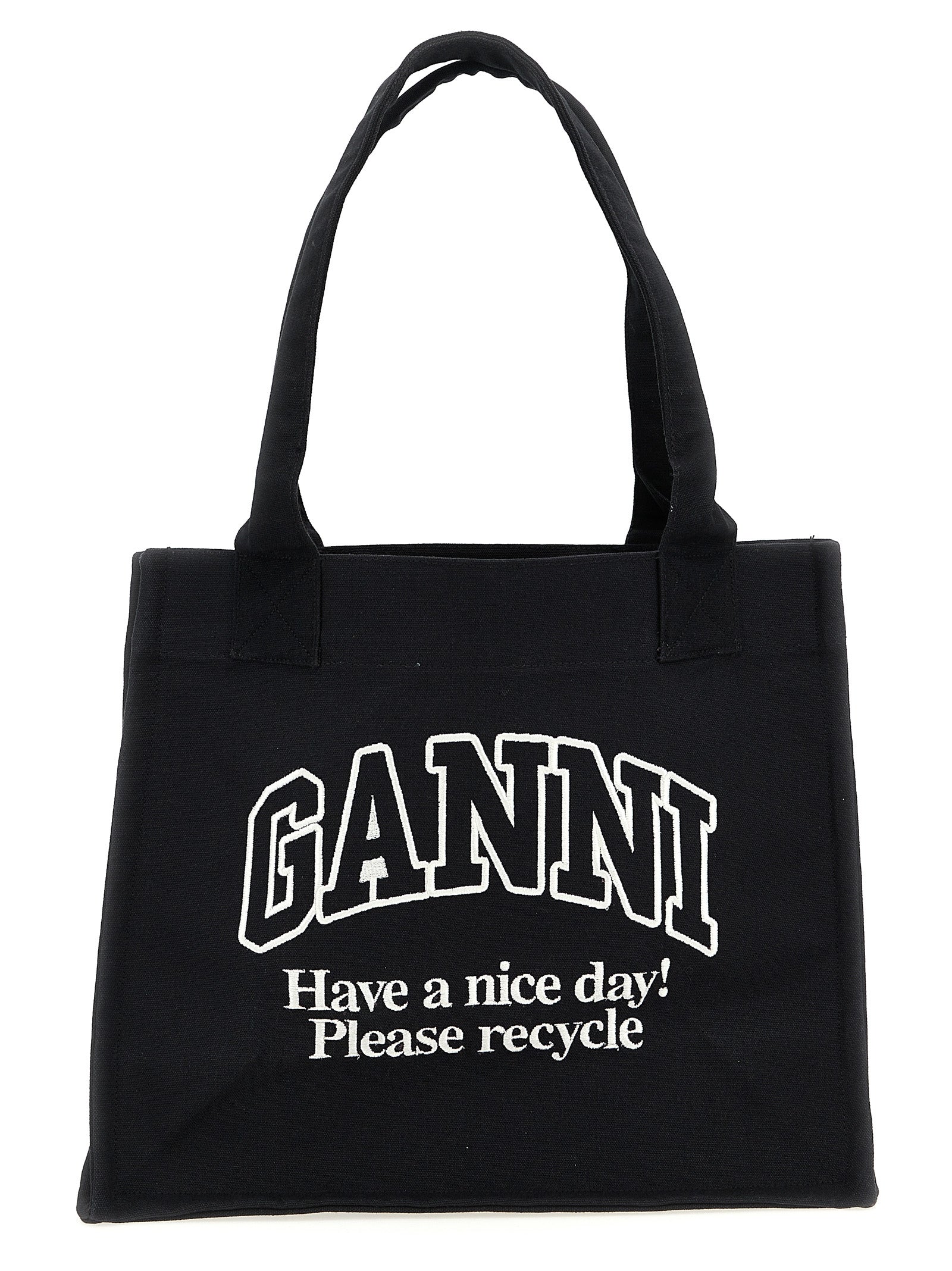حقيبة تسوق Ganni Large Easy Shopper بشعار متباين