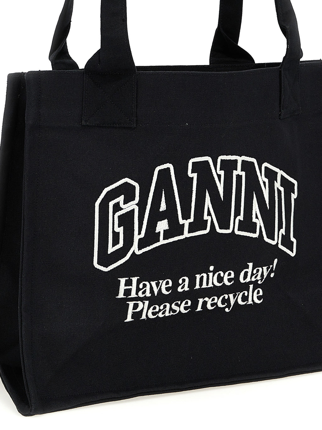 حقيبة تسوق Ganni Large Easy Shopper بشعار متباين