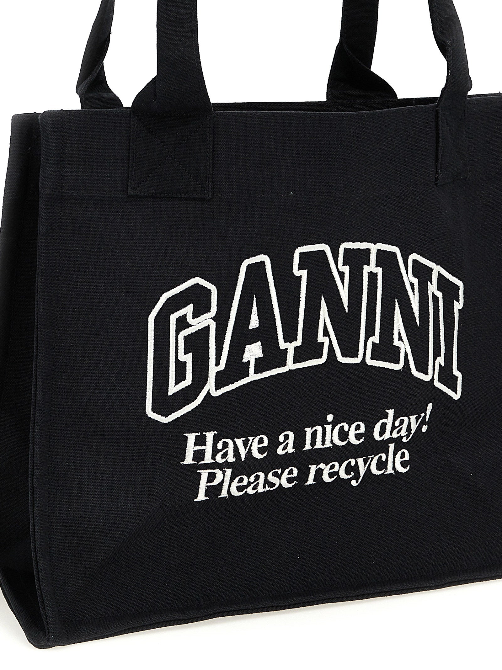 حقيبة تسوق Ganni Large Easy Shopper بشعار متباين