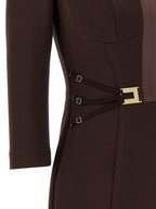 Elisabetta Franchi Logo Dress With Elastic Bands