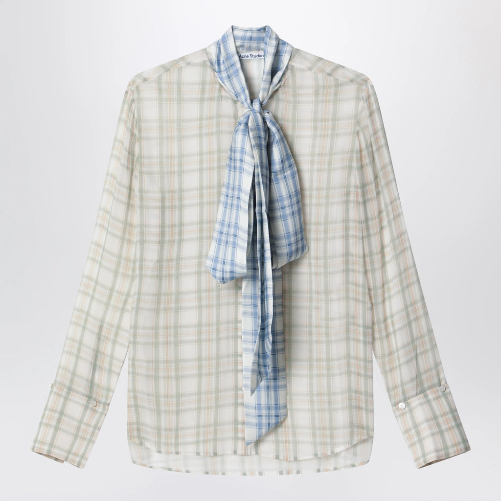 Acne Studios Silk blouse with scarf Green/orange