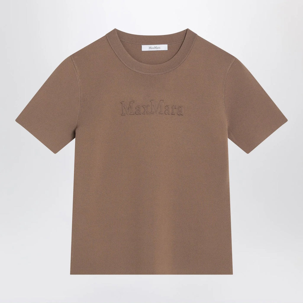Max Mara Hazelnut-coloured T-shirt in viscose crêpe