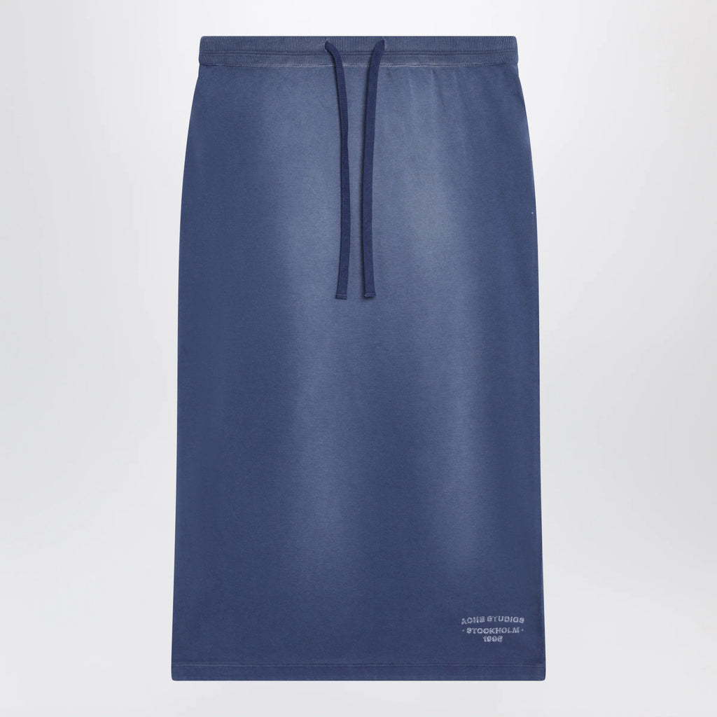 Acne Studios Navy blue cotton skirt with a splatter effect