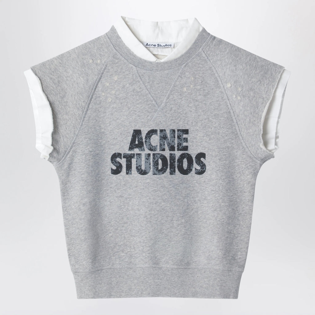 Acne Studios Layered fleece vest grey melange