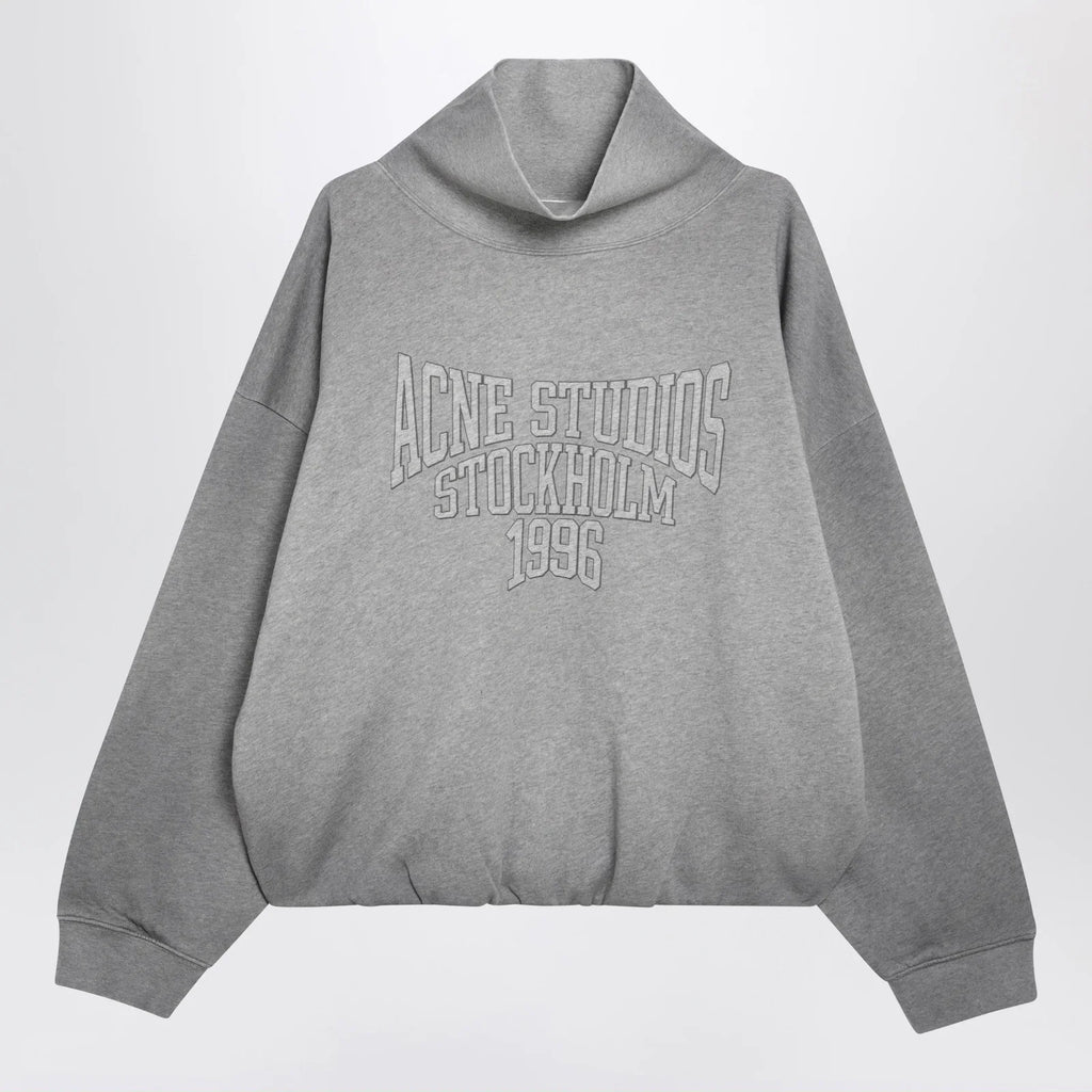 Acne Studios Mélange Gray Fleece Sweatshirt with Logo