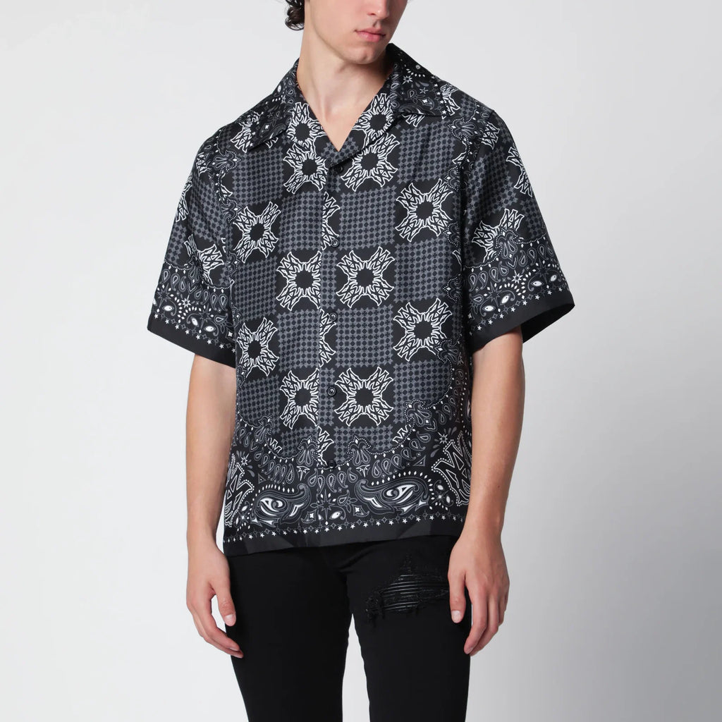 AMIRI MA Check Camp checked silk camp shirt in black