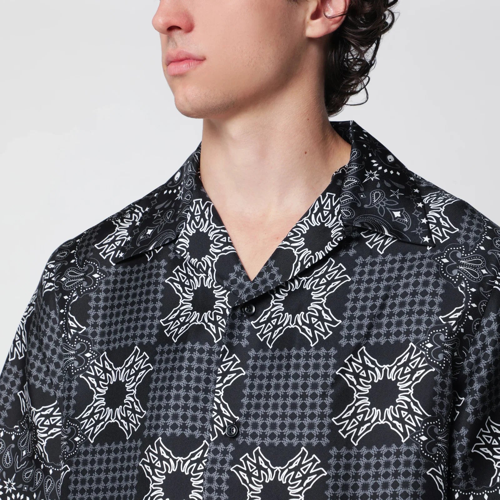 AMIRI MA Check Camp checked silk camp shirt in black