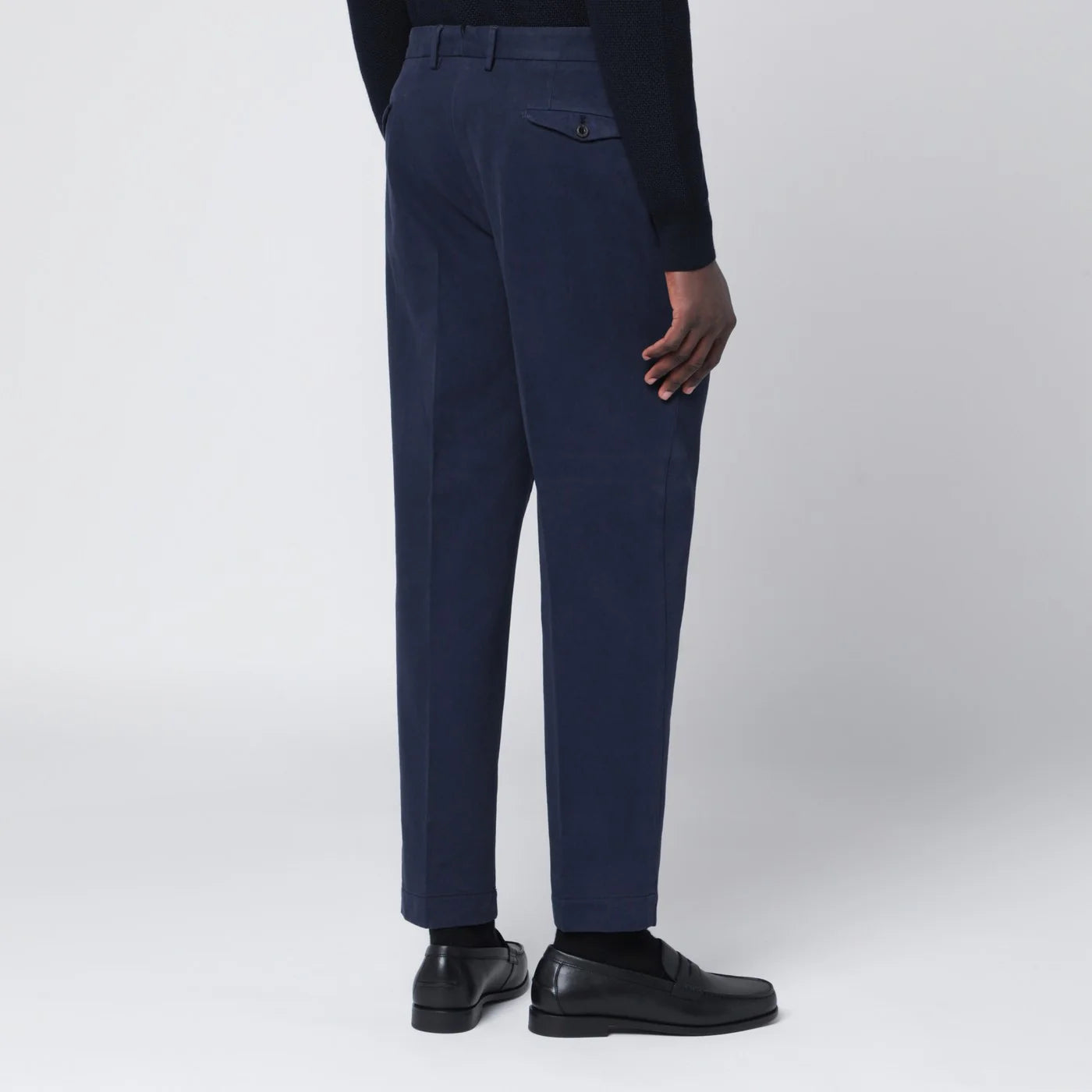 Santaniello Navy blue cotton and cashmere trousers