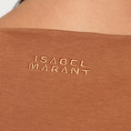 ISABEL MARANT Asymmetrical Sebani T-shirt in caramel colour