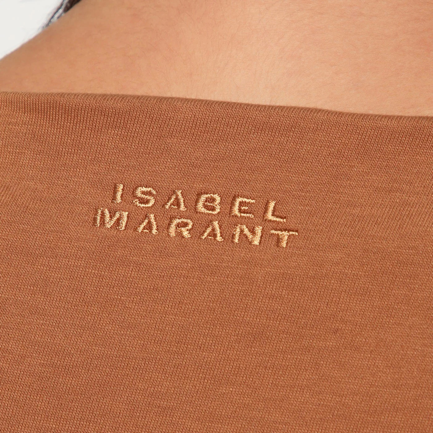 ISABEL MARANT Asymmetrical Sebani T-shirt in caramel colour