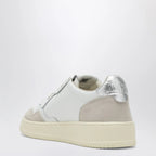 AUTRY Medalist Low Sneakers in white leather and suede with silver details