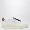 AUTRY Medalist Low Sneakers in white with leopard-print pony hair