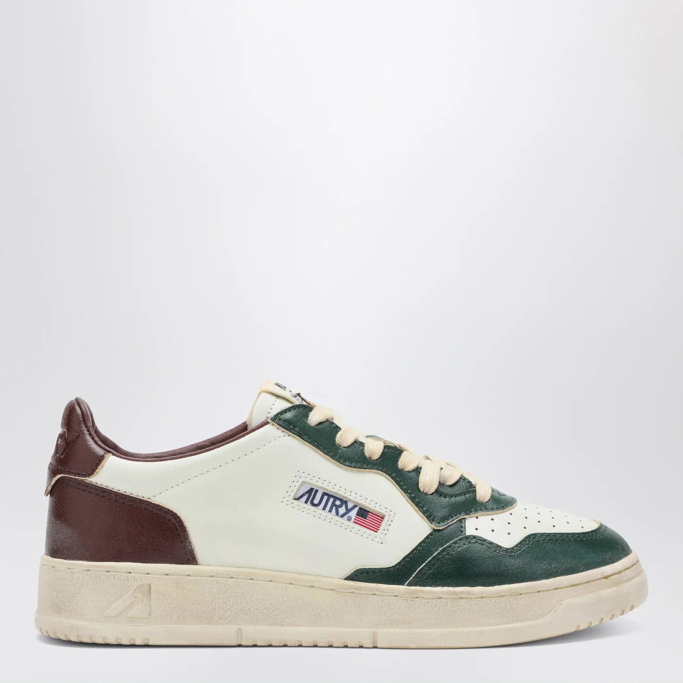 AUTRY White/green/rum Medalist Low Super Vintage Sneakers