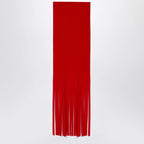 Sportmax Red Wool Scarf with Fringes