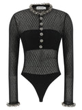 Self-Portrait Openwork Knitted Bodysuit