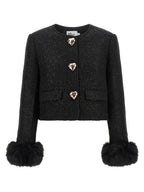 Self-Portrait Bouclé Fur Jacket