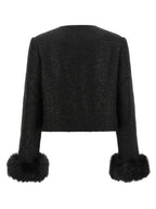 Self-Portrait Bouclé Fur Jacket