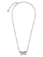 Self-Portrait Crystal Pearl Bow Necklace