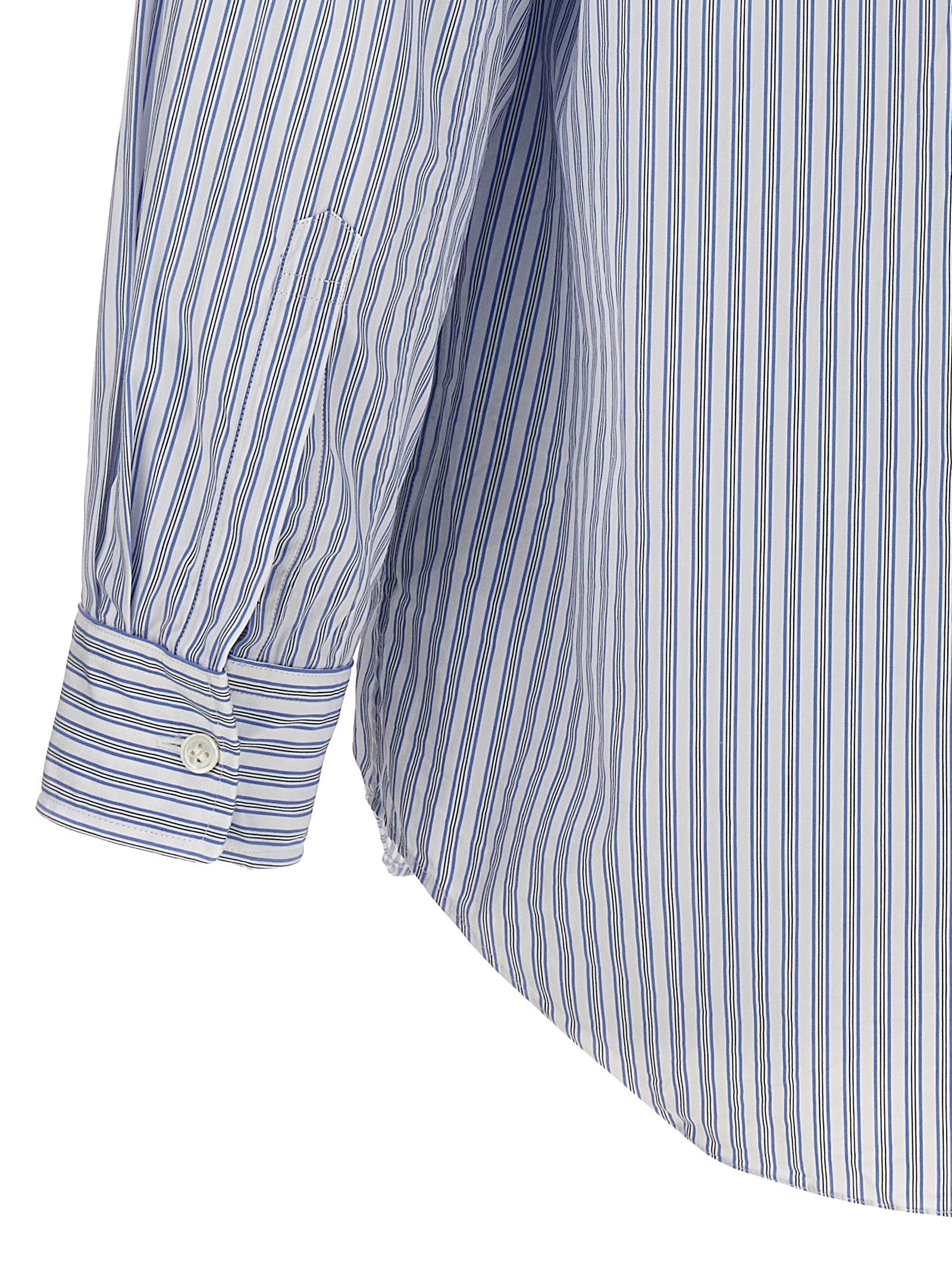 Comme Des Garçons Play Logo Patch Striped Shirt