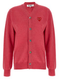 Comme Des Garçons Play Double Red Emblem Cardigan