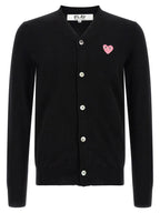 Comme Des Garçons Play Wool Cardigan With Heart Patch