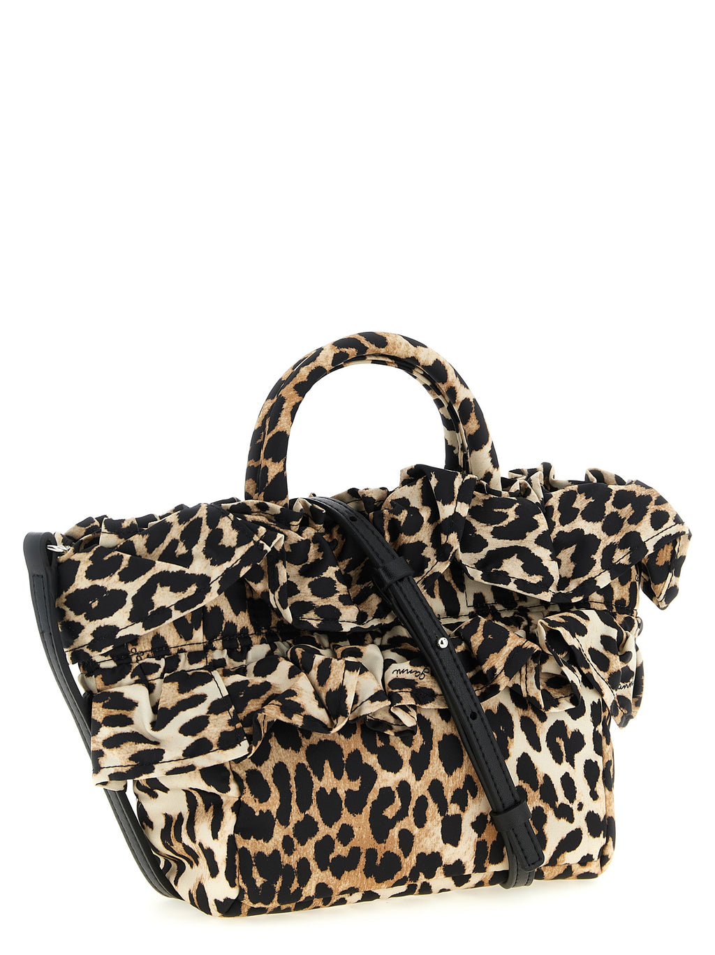 Ganni Mini Shopper Ruffle Print Handbag