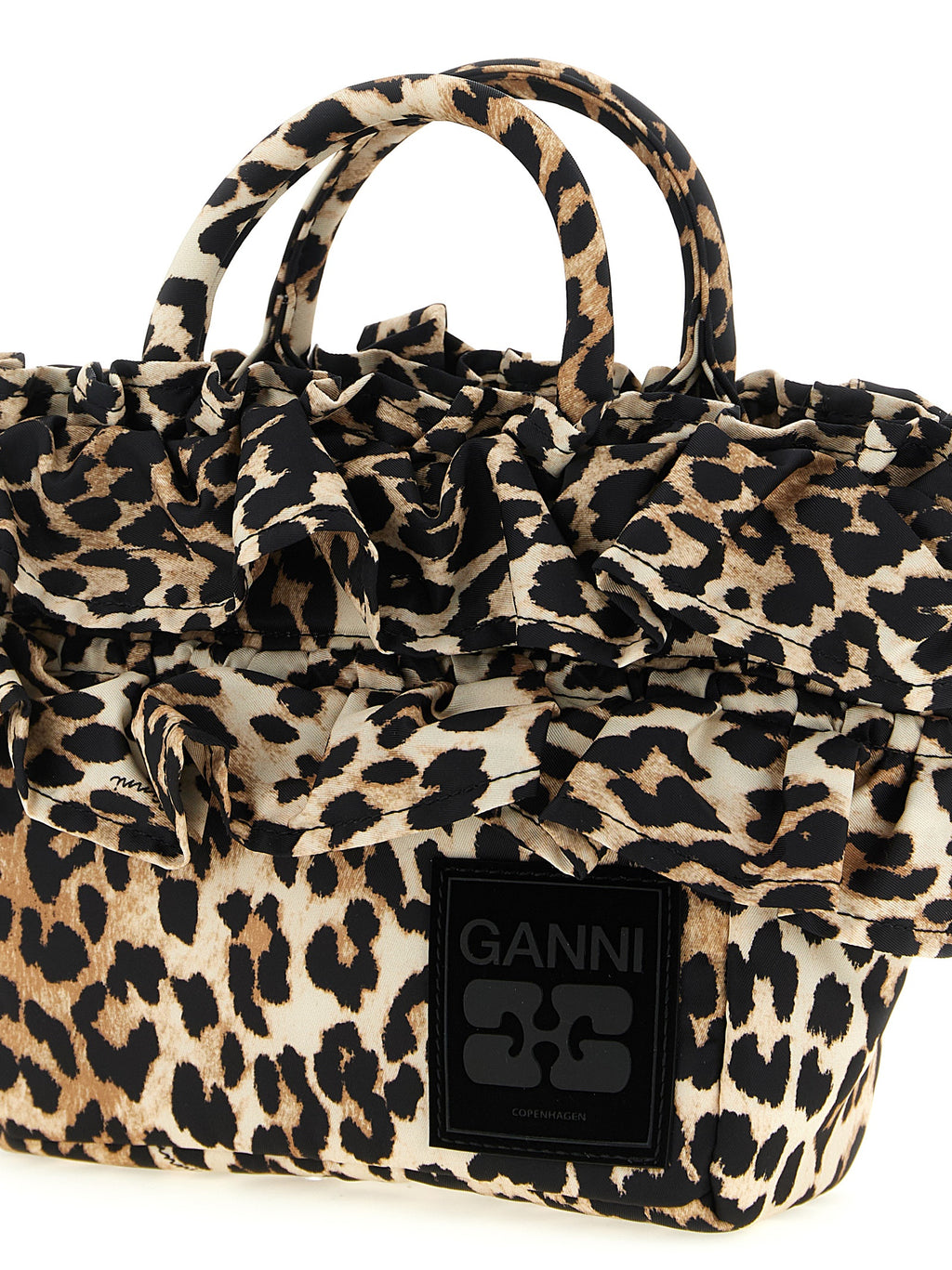 Ganni Mini Shopper Ruffle Print Handbag