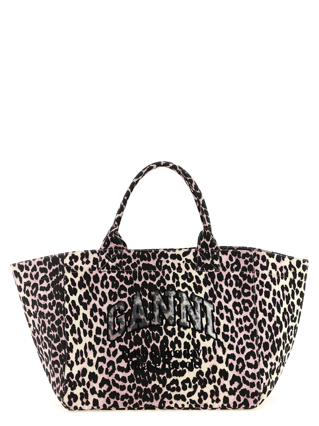 Ganni Leopard Sequin Xxl Tote Shopping Bag