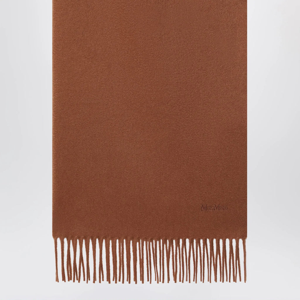 Max Mara Leather-brown cashmere scarf
