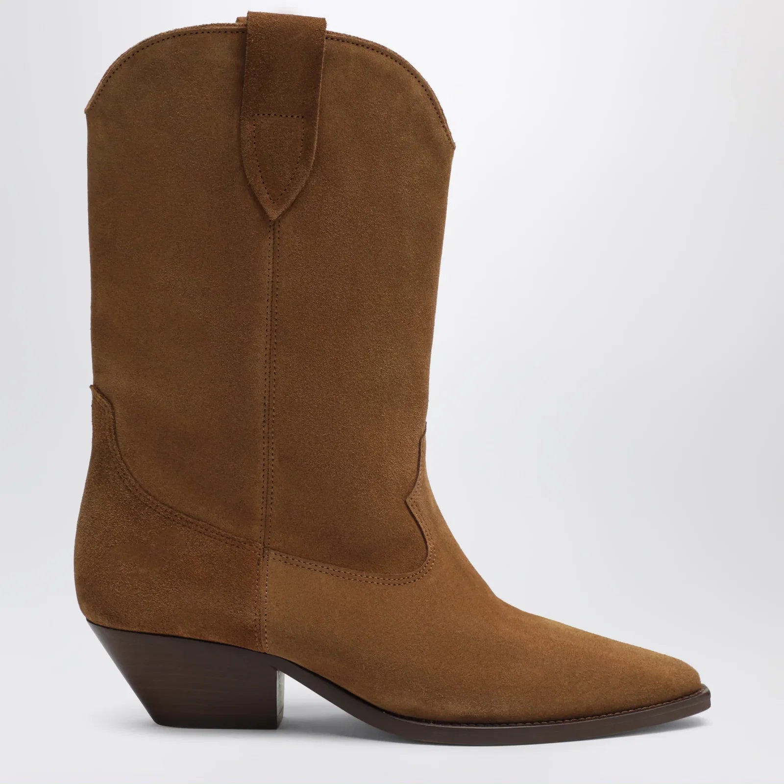 ISABEL MARANT Suede cowboy ankle boots with heel in cognac