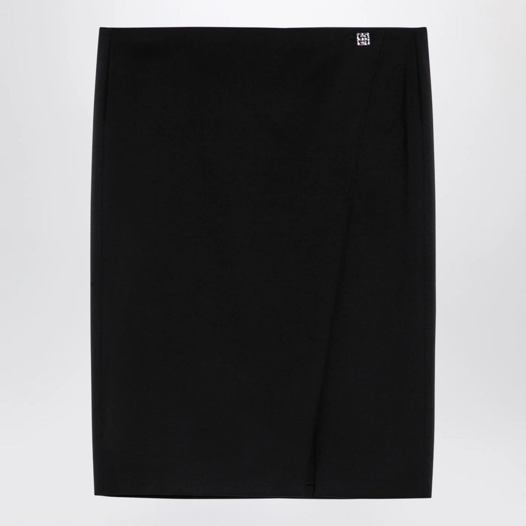 Givenchy Black wool skirt with metal button 4G