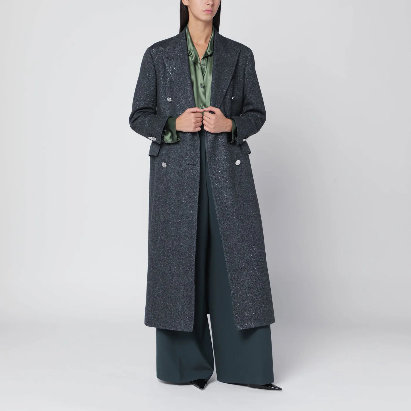 Tagliatore Black houndstooth double-breasted coat