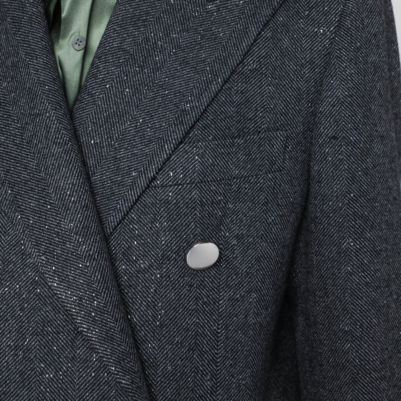 Tagliatore Black houndstooth double-breasted coat