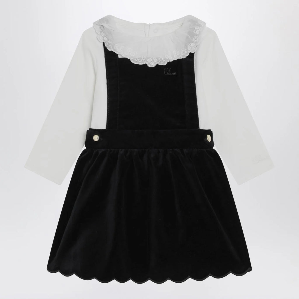 Chloé White and blue velvet dress