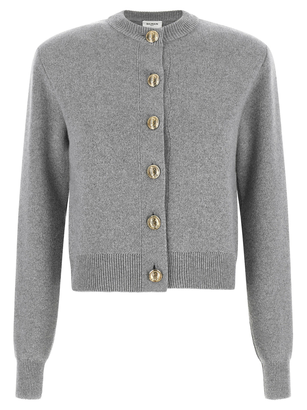 Balmain Sculpture Button Crew Neck Cardigan