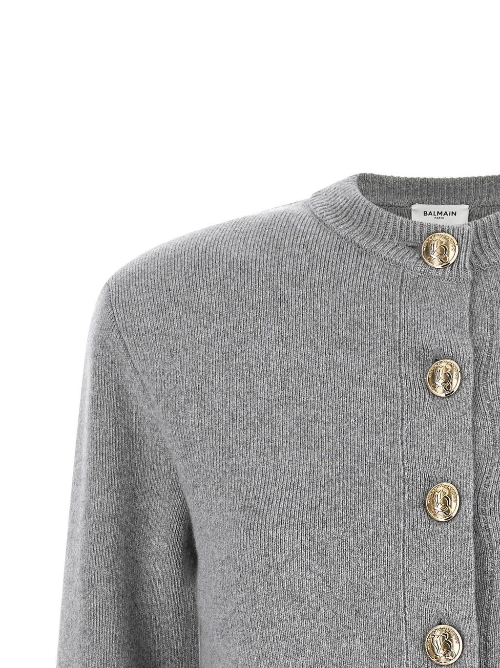 Balmain Sculpture Button Crew Neck Cardigan