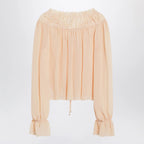 Chloé Blouse with tie in pink silk georgette