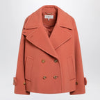 Chloé Cedar pink double-breasted short wool coat