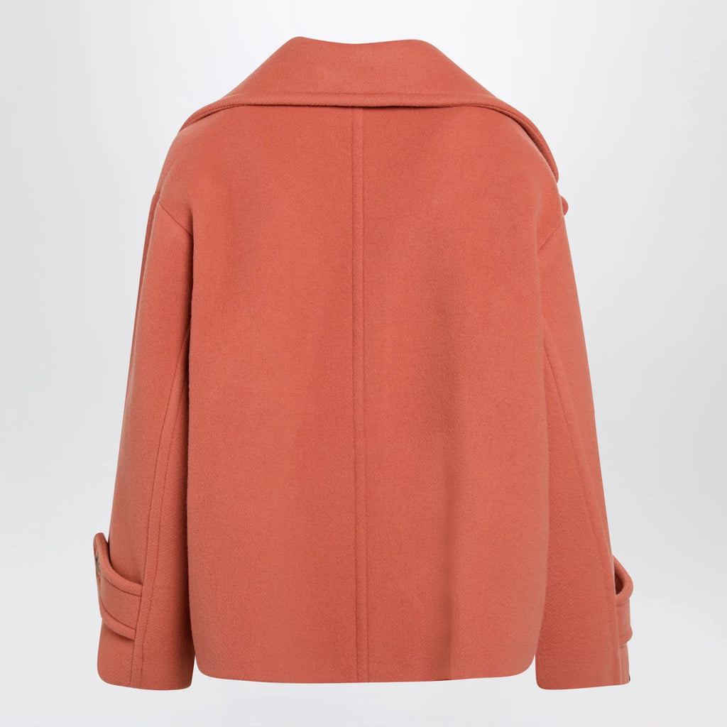 Chloé Cedar pink double-breasted short wool coat
