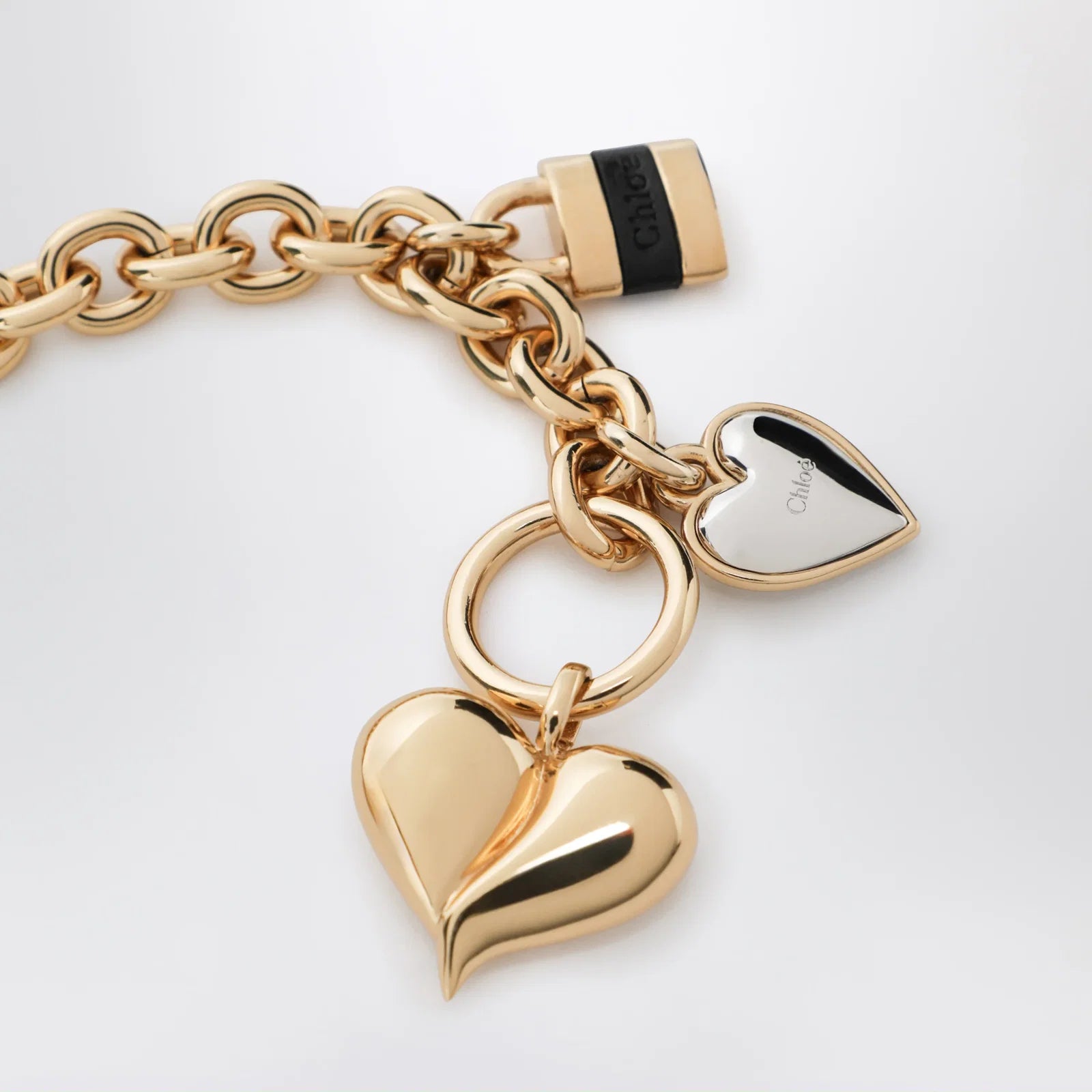 Chloé Paddington Chain Bracelet in Gold/Black Brass