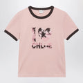Chloé Pink Cotton T-Shirt with Logo Print