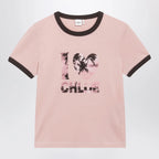 Chloé Pink Cotton T-Shirt with Logo Print